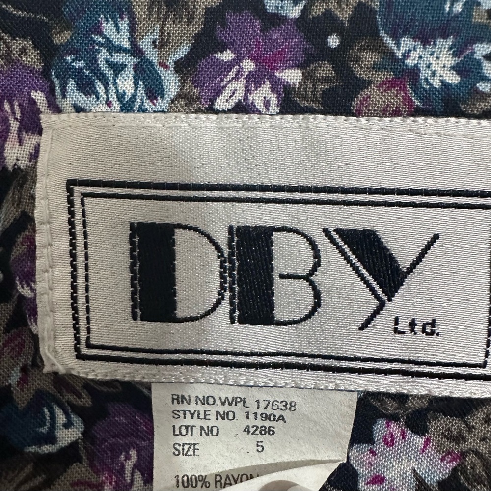 Vintage DBY Ltd Floral Maxi Dress Cottagecore Button Front Rayon Size 5/XS - Picture 7 of 11
